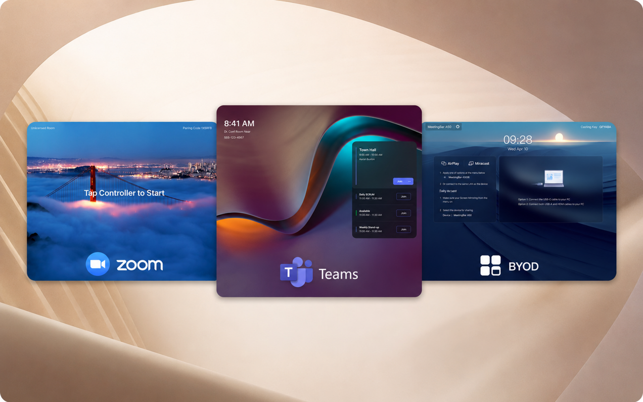 Yealink MeetingBar Microsoft Teams Zoom ve BYOD kullanım seçenekleri